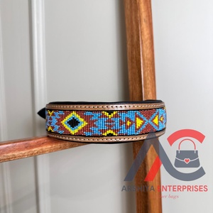 Collar de perro de cuero genuino de patrón occidental, diseño de calavera mecanizado a mano, acolchado y ajustable para mayor comodidad, producto a granel al por mayor - Product Image 1
