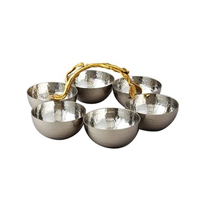 Cuencos clásicos para utensilios de cocina, hogar, Hotel, restaurante, fechas, frutas hechas a mano, Metal plateado y resina, cuenco redondo para servir, suministros para Hotel - Product Image 4