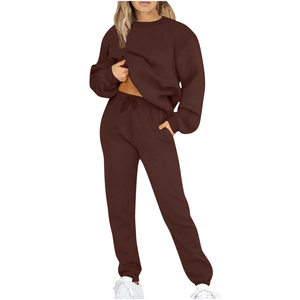 Deux pièces femmes survêtement ensemble Active WearCotton polaire col rond Jogging ensemble dames imprimer broderie survêtement pour les femmes 2026 - Product Image 4