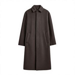 Abrigo de Lana para Hombre con Botones Ocultos - Color Café, Servicio OEM y de Marca Privada - Product Image 1