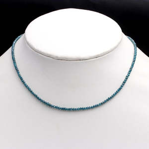 Collier élégant en perles de diamant bleu de 3 mm, facettées, de 16 pouces - Product Image 5