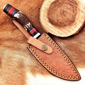 Couteau de survie de chasse en acier damas forgé sur mesure poignée de cerf support OEM couteau de camping à lame fixe de qualité industrielle - Product Image 4