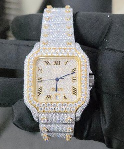 Montre-bracelet pour homme de luxe à quartz, vente chaude, acier inoxydable, carré, VVS Moissanite, fonction de plongée, style tendance hip-hop, cadran en verre - Product Image 1