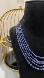 Collier de perles de saphir bleu réglable à 5 couches 3-8mm saphir bleu naturel support de mode ethnique multi-brins Dori pour les mariages - Product Image 3