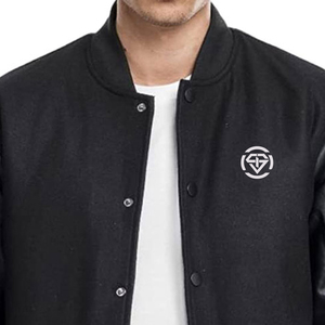 Chaqueta universitaria personalizada con letras de lana para hombre, cuello levantado, Color sólido, cuero auténtico, lona, bordado, logotipos, parches, temporada de invierno - Product Image 5