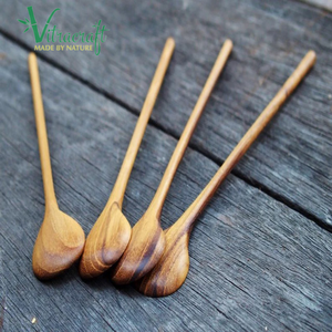 100% Natural Wood From Vietnam. Long Handle Wooden <b>Spoon</b>, High Quality Handmade <b>Spoon</b>. <b>Table</b> Serving <b>Spoon</b>. Size 16x2.5cm Meaningful Gift - Product Image 3