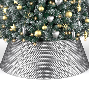 Collar de árbol de Navidad de Metal redondo con diseño de textura de latón AK en acabado plateado para decoración navideña/decoración Interior del hogar - Product Image 1