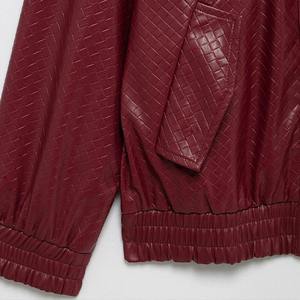 Veste en cuir à manches longues avec col style moto Manteau en cuir pour femmes Automne Nouvelle fermeture éclair Décoration pour femmes Imitation - Product Image 4