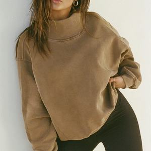 2025 nuevo jersey de gran tamaño con cuello alto en blanco para mujer, Sudadera con capucha de fabricante, sudadera de algodón liso personalizada para mujer - Product Image 2
