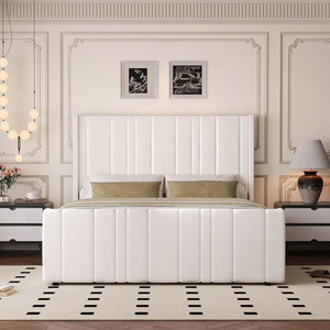 TRIHO-HB-043 Estructura de Cama Moderna Queen de Terciopelo, Elegante Cama Tapizada con Cabecera Vertical de Canal, Tela Transpirable, Muebles de Dormitorio - Product Image 6