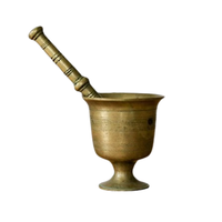Mortero y Pilón de Acero Inoxidable y Bronce - Molinillo de Especias Ecológico con Diseño Personalizable, Tazón Antiguo para Hierbas, Pesto y Polvo