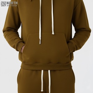 Sweat à capuche zippé épais pour hommes, survêtement à coupe carrée, sweat à capuche à épaules tombantes et pantalon évasé, survêtements 2 pièces, vente en gros - Product Image 5
