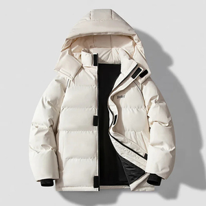 Veste matelassée décontractée de couleur unie avec col montant, vêtements d'extérieur chauds pour hommes - Product Image 5