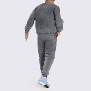 Pantalon cargo de jogging surdimensionné délavé à l'acide 2 pièces unisexe survêtement de dessin élastique solide avec sweat à capuche pantalon de survêtement grande taille - Product Image 3