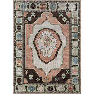 Alfombra de Lana Anudada a Mano Estilo Kilim Color Marfil con Medallón, Rectangular, para Pasillo o Sala de Estar, Modelo AKWL-1267, para Decoración del Hogar - Product Image 1
