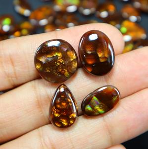 พลอยอะเกตไฟเม็กซิกันอัญมณีทรงหลวมแบบเรียบพลอยเทียมจากไฟอาเกตทรงหลังเบี้ย400.00ชุดเครื่องประดับกะรัตทำให้มีทุกขนาด - Product Image 3