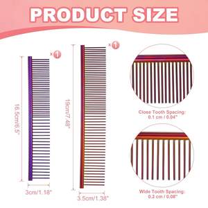 Dog <b>Cat</b> Comb, Pet Combs Stainless Steel Teeth with Rounded Ends for Knots <b>Mats</b> Loose Hair Removal, 6.57.5IN (Purple Plated, - Product Image 2