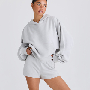 เสื้อมีฮู้ดผ้าฟลีซผ้าฝ้ายหนาทรงหลวมสำหรับสตรีแขนยาวนุ่มสบาย - Product Image 4