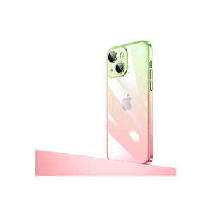 Coque en silicone brillante dégradée Netzy pour iPhone 13, compatible 14 Plus/Plus-Camera Protected, rose/vert, série SAFA Sync - Product Image 1