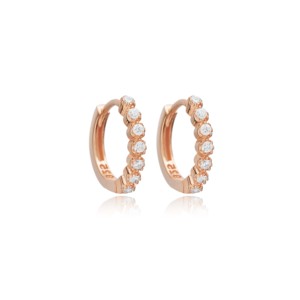 Pendientes de Aro con Detalles de Circonita Fina de 14 mm, Joyería Turca al por Mayor de Plata de Ley 925 - Product Image 5