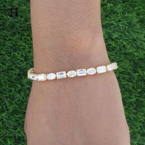 Elegant Mixed Shape Tennis <b>Bracelet</b>, Alternating Emerald and Oval Cut Cubic Zirconia <b>Bracelet</b>, Premium Wedding Jewelry - Product Image 5