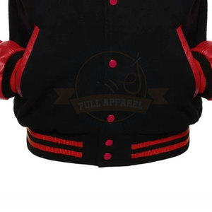 Chaqueta con letras y manga de cuero para hombre de talla grande al por mayor con cuello levantado para uso en exteriores a la venta. - Product Image 4