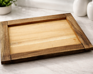 Bandeja de Servir Moderna de Madera Natural con Base de Mimbre Tejido para Servir Té, Café, Desayuno, Bodas y Uso Diario - Product Image 6