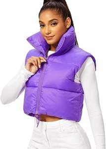 Gilet bouffant zippé léger pour femme avec doublure en polaire épaisse col montant respirant style bouton pour vêtements d'extérieur - Product Image 6