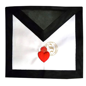 11th Degree Scottish Rite Masonic Regalia Craft <b>Apron</b> Embroidered <b>Black</b> Fabric with Lace Decoration For Sale - Product Image 1