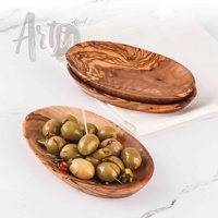 Assiettes ovales en bois d'olivier faites à la main ArtisRaw, petites, classiques, gravées, pour apéritifs en camping, écologiques, sans BPA, qualité alimentaire TP010
