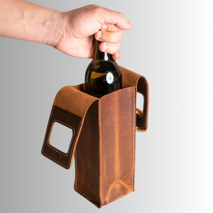 ถุงไวน์และที่ใส่ขวดไวน์หนังแท้หรูหรากล่องของขวัญไวน์คู่แบบสั่งทำ - Product Image 3
