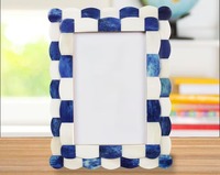 Marco de Fotos de Hueso Incrustado Moderno, Ecológico y Hecho a Mano, Artesanía Elegante y Funcional para Mesa o Pared