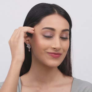 Pendientes de gota de moda de guirnalda de flores de plata - Product Image 2