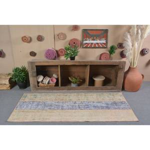 Alfombra turca Vintage moderna 2,6x6,3 pies Beige azul Patchwork diseño lana Material látex respaldo para decoración para sala de estar para coche 9x12 - Product Image 1