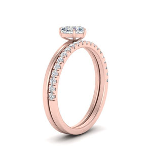 Bague en diamant Moissanite Solitaire en forme de coeur demi-éternité à réglage fin avec diamants ronds de petite taille taillés en brillant - Product Image 2