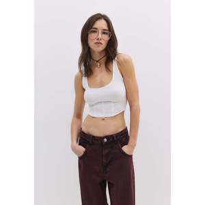 Débardeur à motifs avec détail corset et bretelles épaisses - Product Image 1