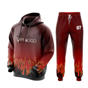 Vente en gros de vêtements de sport biologiques personnalisables pour hommes de grande taille pour l'hiver ensembles de sweat à capuche et de jogging à fermeture éclair avec logo - Product Image 4