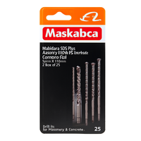 Brocas para Mampostería Makita SDS Plus, 2 Espirales, 5 mm x 110 mm, Caja de 25 Unidades