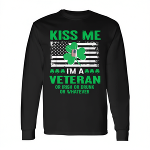Camiseta de manga larga Kiss Me I'm A Veteran Irish para el Día de San Patricio - Product Image 2