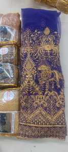 Handmade <b>Nigerian</b> Asobi George Lace <b>Dress</b> Beaded Ball Gown Crystal Embroidery Empire Waistline Midi Length Front Logo ODM Supply - Product Image 5