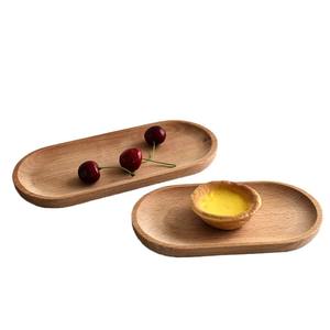 Assiettes à dessert rectangulaires en bois, plateau de service écologique - Product Image 1