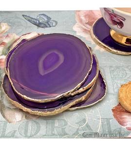 Accessoires de vaisselle Sous-verre en agate avec tranche d'agate plaquée or au prix de gros avec une qualité supérieure - Product Image 3