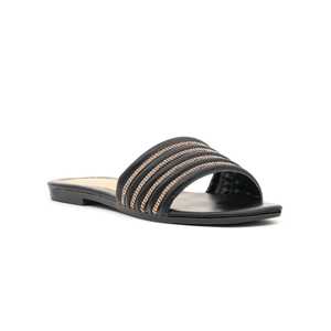 Pantoufle en fourrure décontractée noire CL1463 confortable à la mode pour pantoufles - Product Image 2