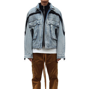 Chaqueta vaquera personalizada al por mayor, ropa de calle, chaqueta vaquera rasgada para hombre, abrigo informal a la moda de marca a granel para hombre - Product Image 3