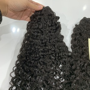 Cheveux humains vierges brésiliens de haute qualité, couleur naturelle, cuticule alignée, faisceaux doublement étirés, boucles ondulées, vendeurs en gros - Product Image 2