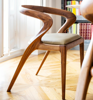 Chaise de Salle à Manger Luxe Moderne Elefante en Bois et Cuir, Siège en Cuir Résistant pour Villa, Chaises en Bois Massif pour Maison