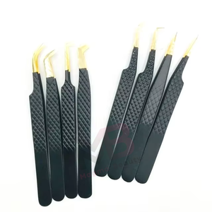 แหนบคุณภาพสูงสำหรับต่อขนตา แหนบต่อขนตาแบบมีโลโก้ แหนบปลายทอง  อุปกรณ์เสริมความงามสำหรับขนตา แหนบสแตนเลส - Product Image 5