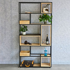 Estante Decorativo de Estilo Industrial con Marco de Hierro Rústico, 100x30x200cm, Hecho de Madera de Melamina para Hogar, Oficina, Sala de Estar - KS68141 - Product Image 4