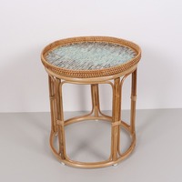 Table d'appoint en rotin naturel au prix le plus bas, design moderne, tables basses rondes avec motif en nacre