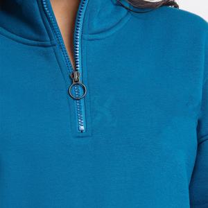 Jersey de mezcla de algodón con media cremallera para mujer, sudadera de manga larga informal de gran tamaño, sudadera de media cremallera de Color sólido para mujer - Product Image 6